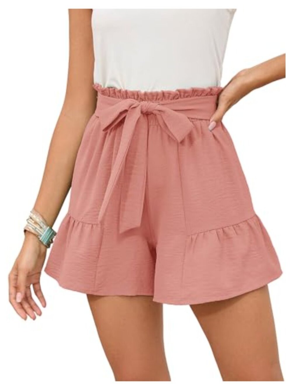 Wide Leg Culotte Shorts High Rise Tie Knot Loose Comfy Summer Casual